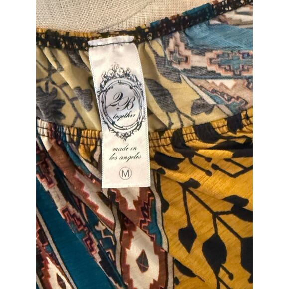 Lonesome Blouse Tunic Dress Womens Medium Multicolor Floral Off the Shoulder - Picture 7 of 10